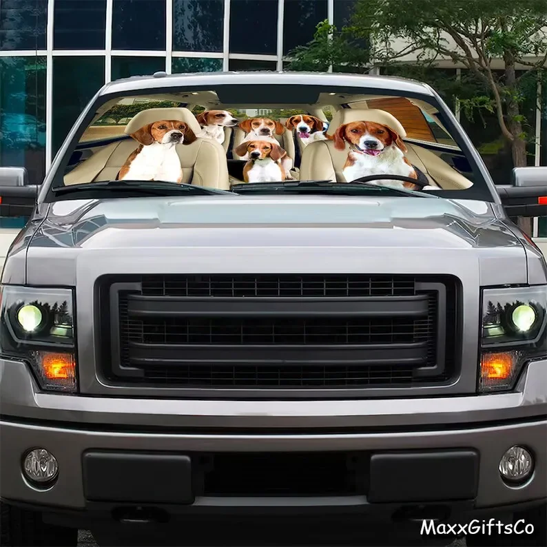 American Foxhound Car Sun Shade, American Foxhound Windshield, Dogs Family Sunshade, Dogs Car Accessories, Dogs Lovers Gift, Car