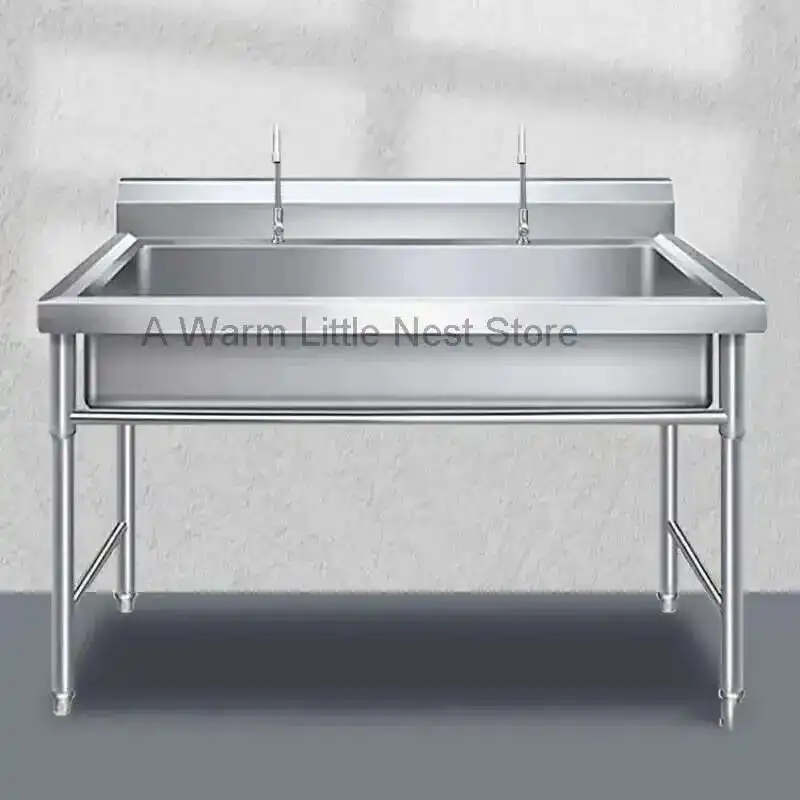 

Commercial Stainless Steel Kitchen Sinks for Restaurant Integrated Single Washing Sinks School Custom Wash Basin with Bracket GM