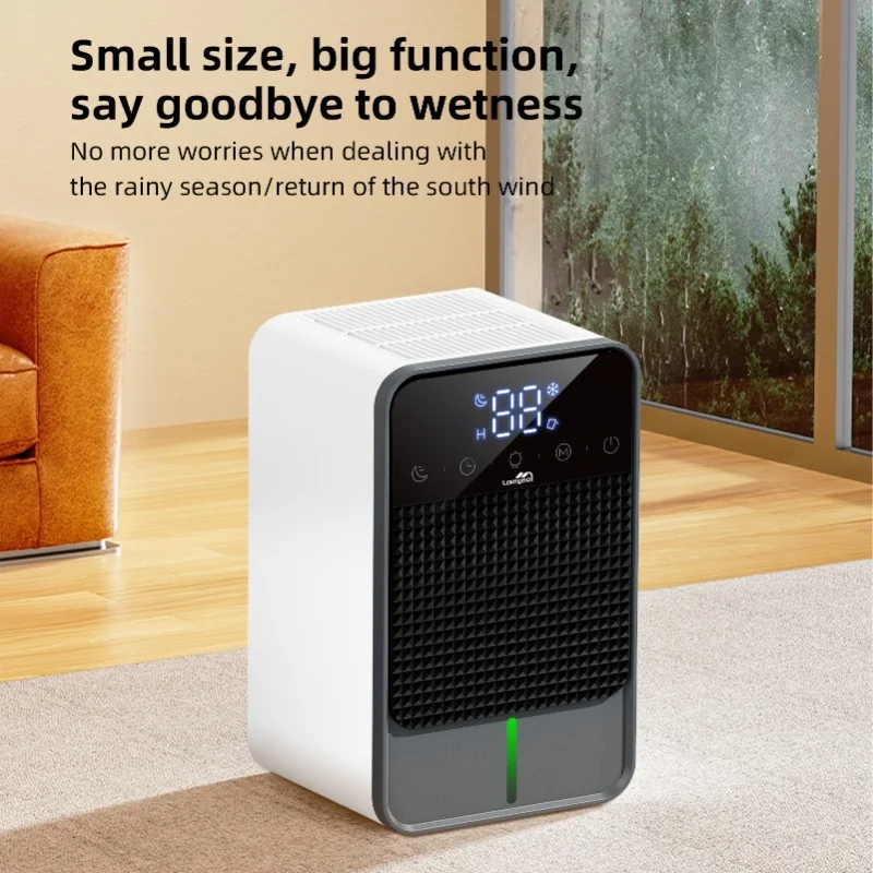 Auto Defrost Small Dehumidifier Digital Touch Screen Portable 2 Gears 6 Timing Water Full Reminder Night Light 1200ml Handle