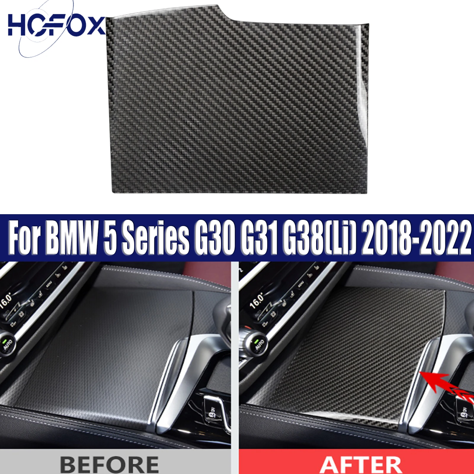 

For BMW 5 Series G30 G31 G38(Li) 2018-2022 Carbon Fiber Drawer Panel Lid Trim Cover
