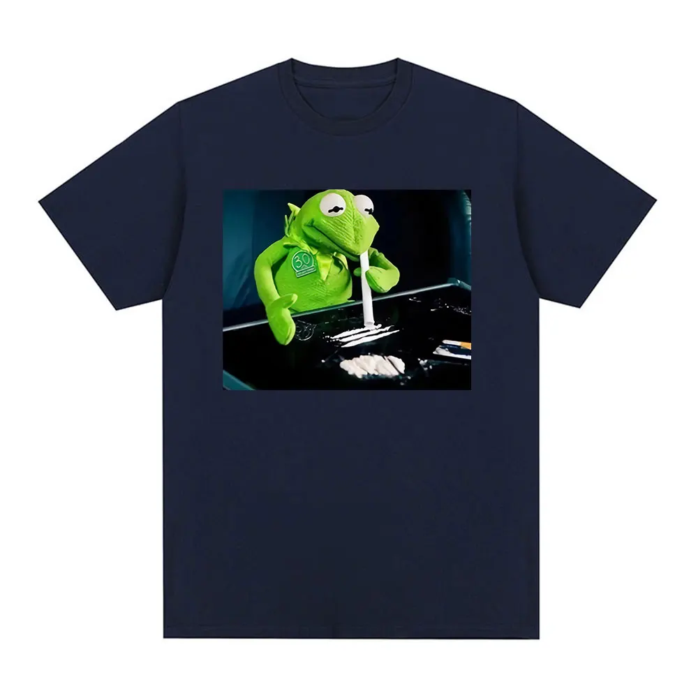 Frog Muppet Drug Hipster T Shirt Funny Narcos Gift Retro Meme T-Shirt Men Cozy Cotton Short Sleeve T Shirts Harajuku Streetwear