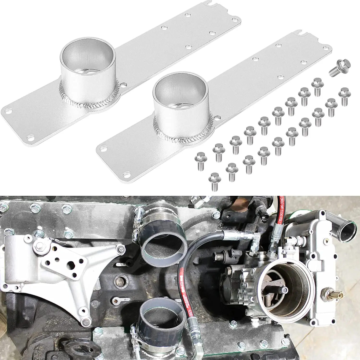 TM Aluminum Plenum Intake Manifold With Bolts Kit For 99.5-03 Ford Powerstroke 7.3L Aluminum, Left and Right