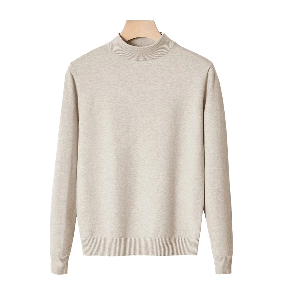 Men Winter Semi-high Neck Slim Long Sleeve Sweater For Jumper Top Knitwear Pullovers Basic Pullover Sweatshirt Tops Clothing Men