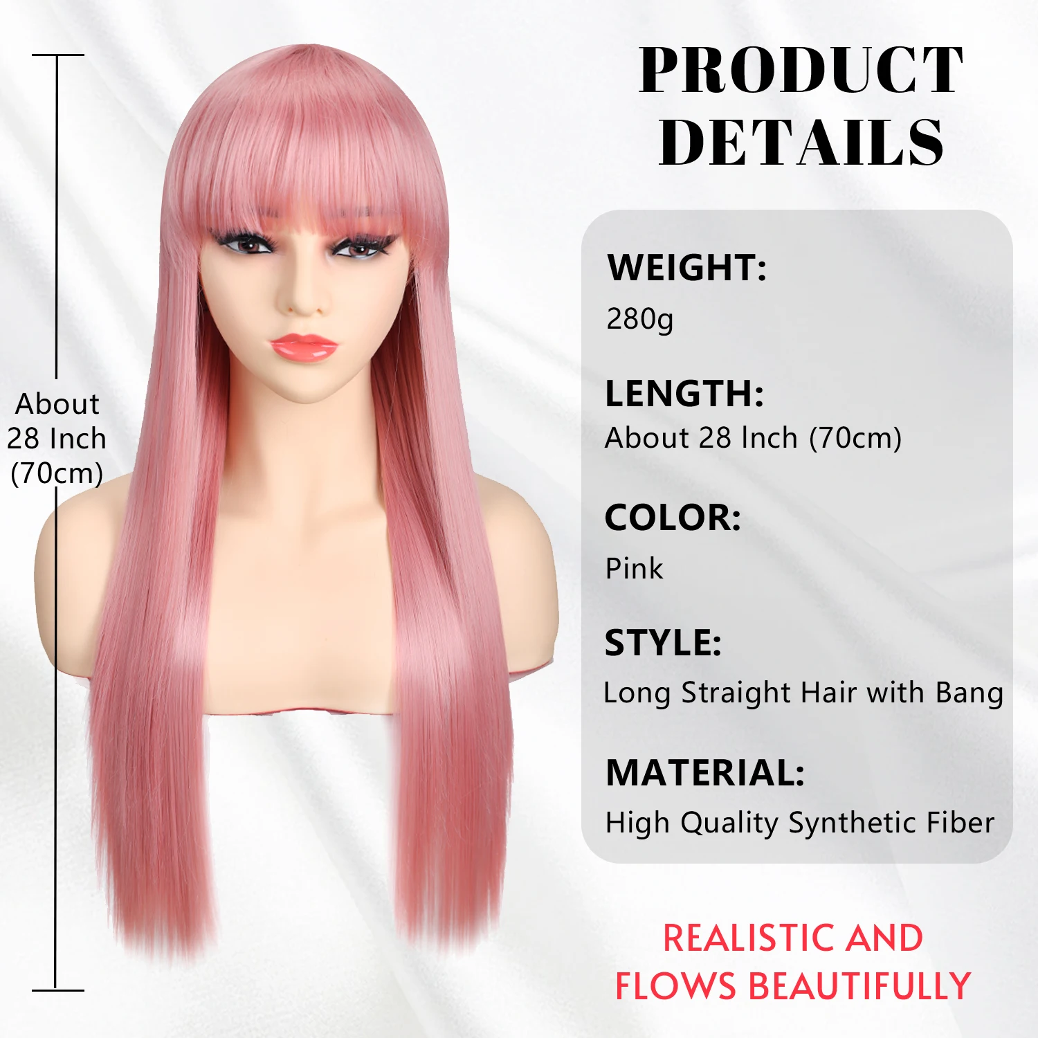 Platinum Blonde Wig with Bangs 28inch Long Straight Wigs for Women Natural Looking Synthetic Wig,Suitable for Daily Party Holida