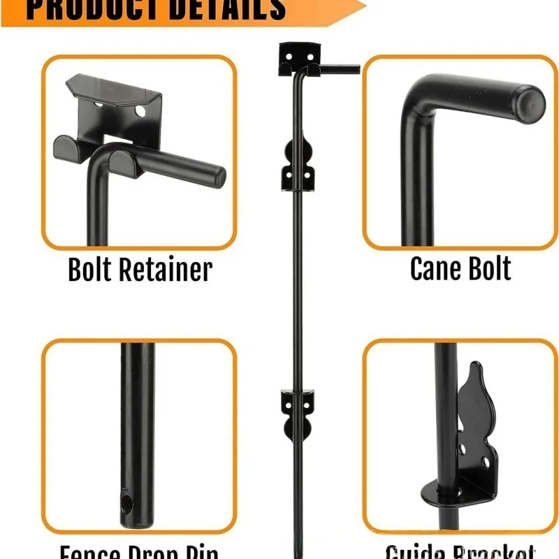الشريحة الترباس مزلاج بوابة قطرة قضيب عدة 12 بوصة الفرنسية قفل الباب مزلاج الباب قفل الشريحة بوابة قصب الترباس الكربون الصلب الباب الأجهزة #2