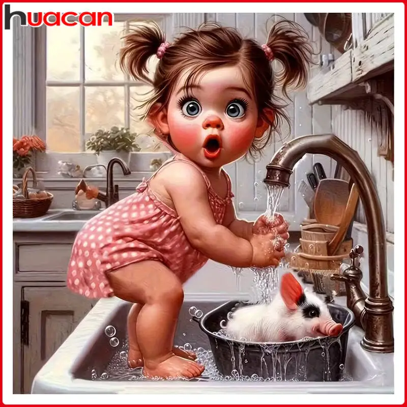 HUACAN 5D DIY Diamond Painting Mosaic Cartoon Baby Rhinestones Home Decor Children's Handmade Gift