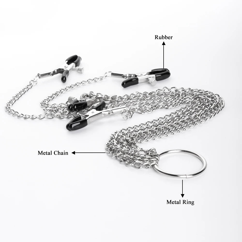 Adjustable Nipple Clamps Silver Metal Neckline Stimulate Breast Clip Flirting Clitoris Tease Clips BDSM Sex toys for Women Enjoy