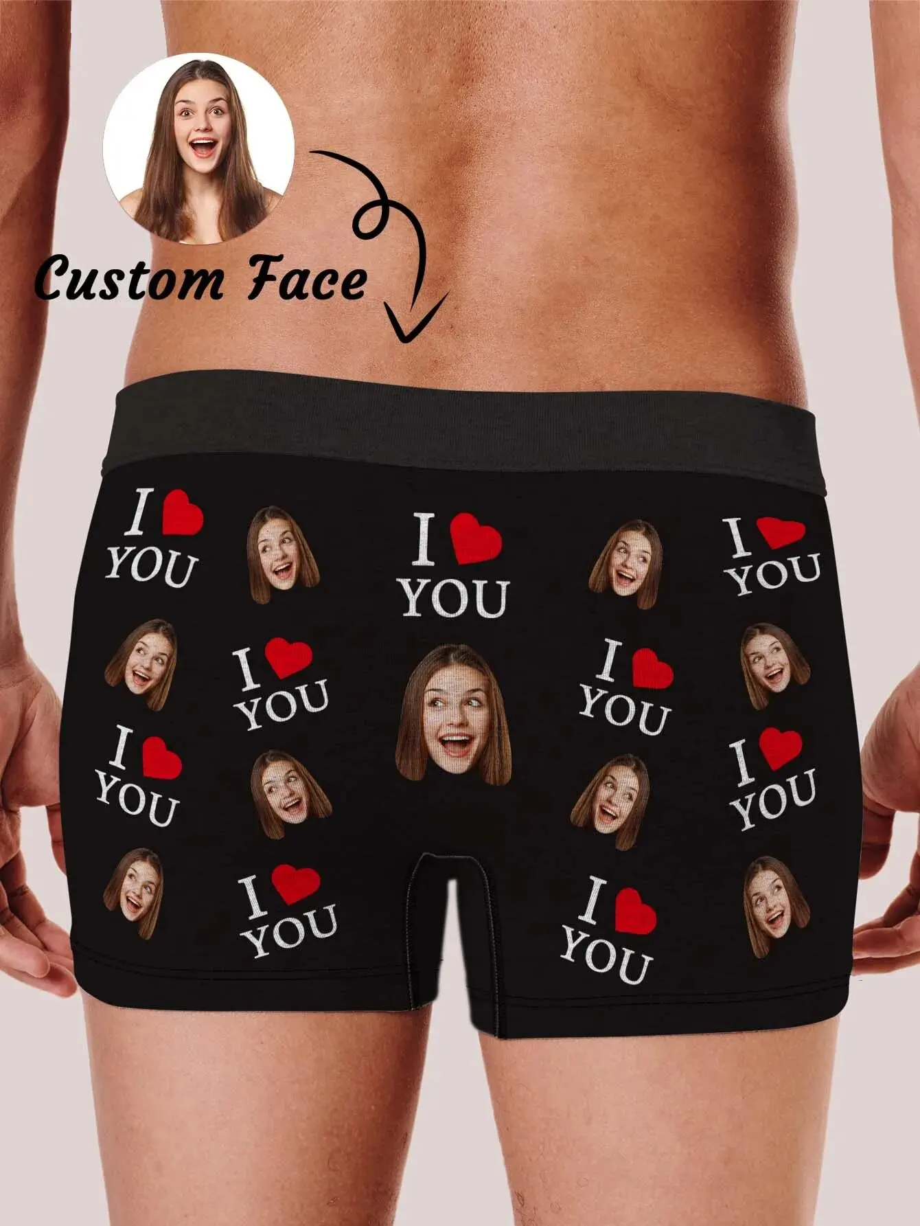Custom Photo Mens Boxer Briefs Personalized Face Underwear Funny Gift for Boyfriend Husband Anniversary Birthday Valentines view 3