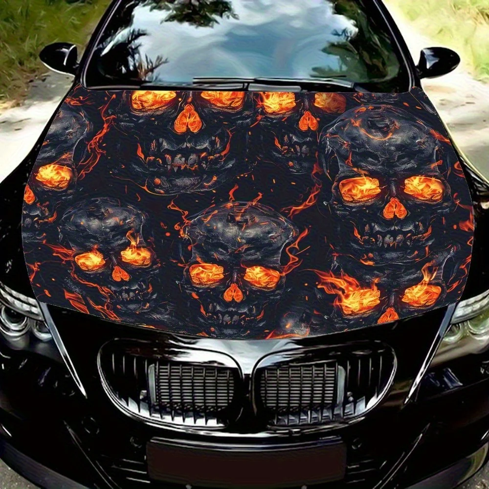 

Eye-Catching, Lava Skull Pile Vinyl Car Decal - Durable & Fade-Resistant Hood Wrap Decal, Easy Clean, UV Protected - Perfect For