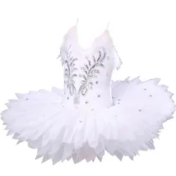 New children's swan TUTU sequin suspenders Ballet Tutu Pancake Children White Swan Lake Ballet Costume Kids