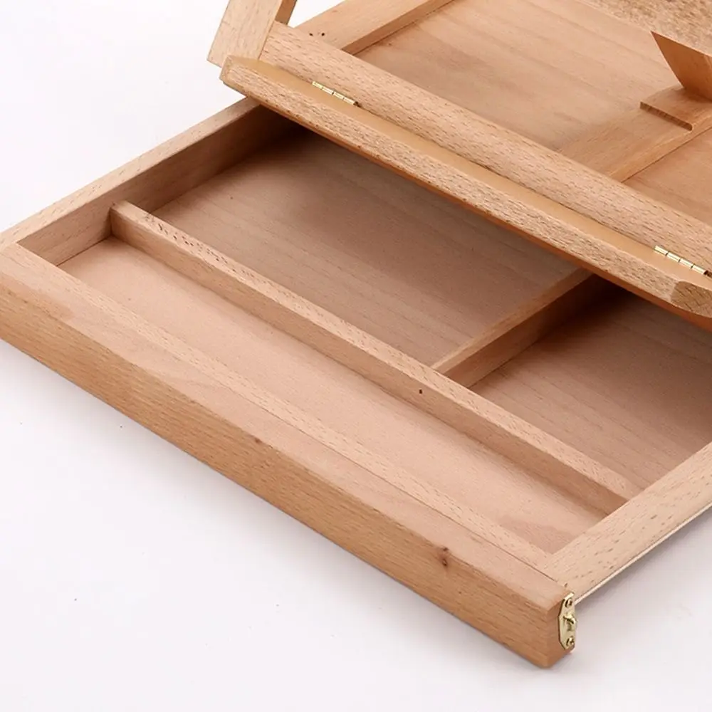 Caballete de mesa de madera portátil de haya, caballete de pintura de arte profesional multifunción, caja de caballete de pintura al óleo ajustable