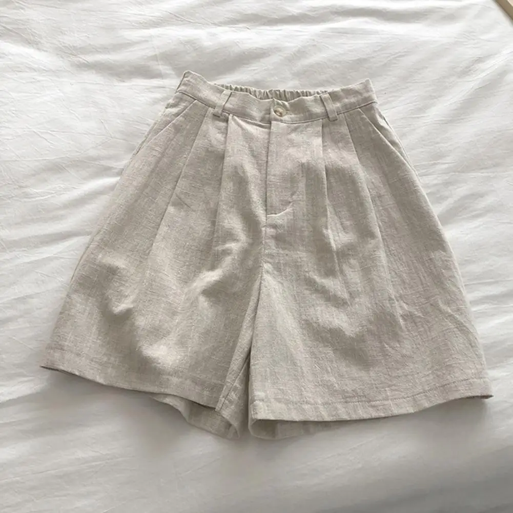 Pantaloni corti da donna in cotone a vita alta tinta unita pantaloncini Casual da donna pantaloncini larghi larghi pantaloncini sportivi traspiranti pantaloncini da spiaggia