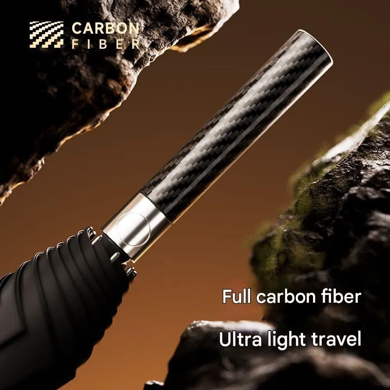 High-end Carbon Fiber Ultra-light Long Handle Umbrella Enlarged Thickened Solid Wind-resistant Black Glue Business Golf Umbrella