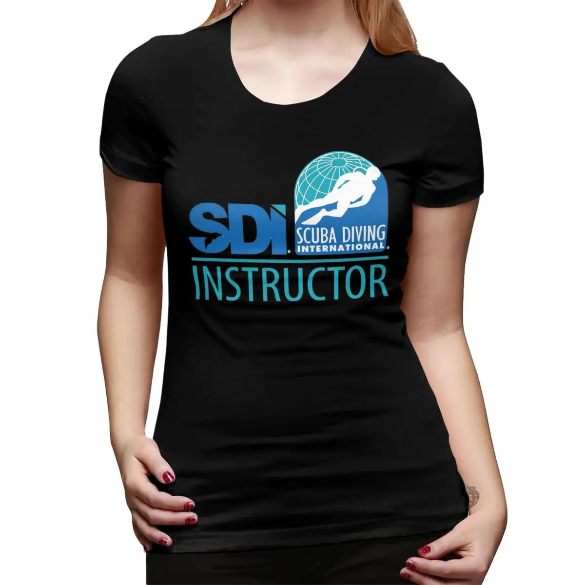 

Футболка для подводного плавания International (SDI) для женщин, уличная одежда с круглым вырезом, футболки, женские футболки, короткая летняя одежда, топы
