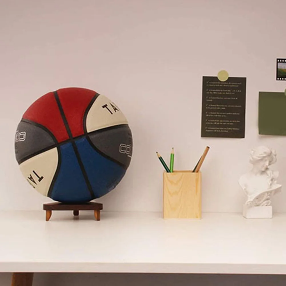 رف عرض الكرة الخشبية، رف تخزين الكرة الرياضية، حامل كرة السلة لكرة السلة وكرة القدم والكرة الطائرة