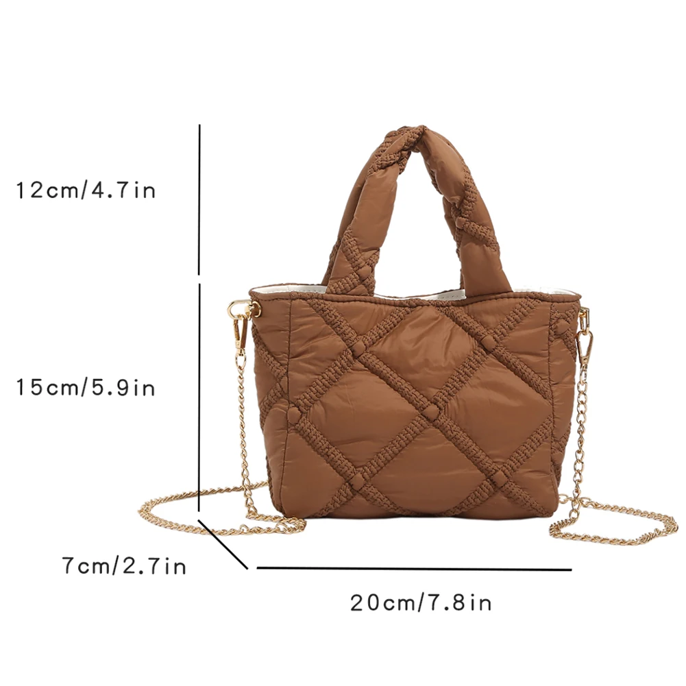 Winter Quilted Embroidered Women Handbag 2023 Designer Temperament Tote Bags Fashion Nylon Underarm Bag Shopping Top-Handle Bags