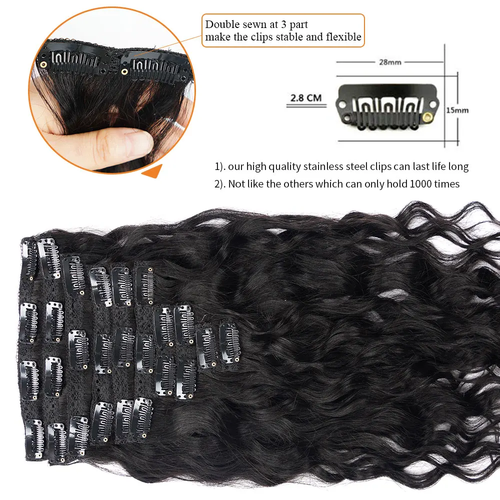 Doreen 120G 140G Echt Natuurlijk Krullend Menselijk Haar Clip In Extensions Machine Remy Europees Haar Golvend Kapsel 7 Stks/set Clip Ins