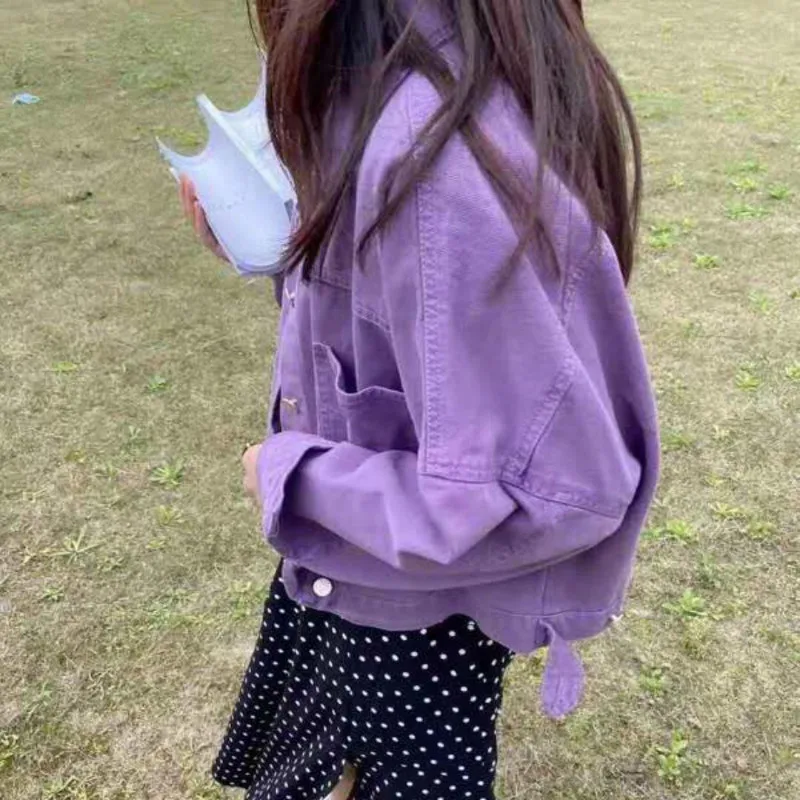 2023 neue Mode Frauen lila lässige Jeans jacke Damen Frühling und Herbst neue Jacken beliebte Damen Short Top einfarbigen Mantel
