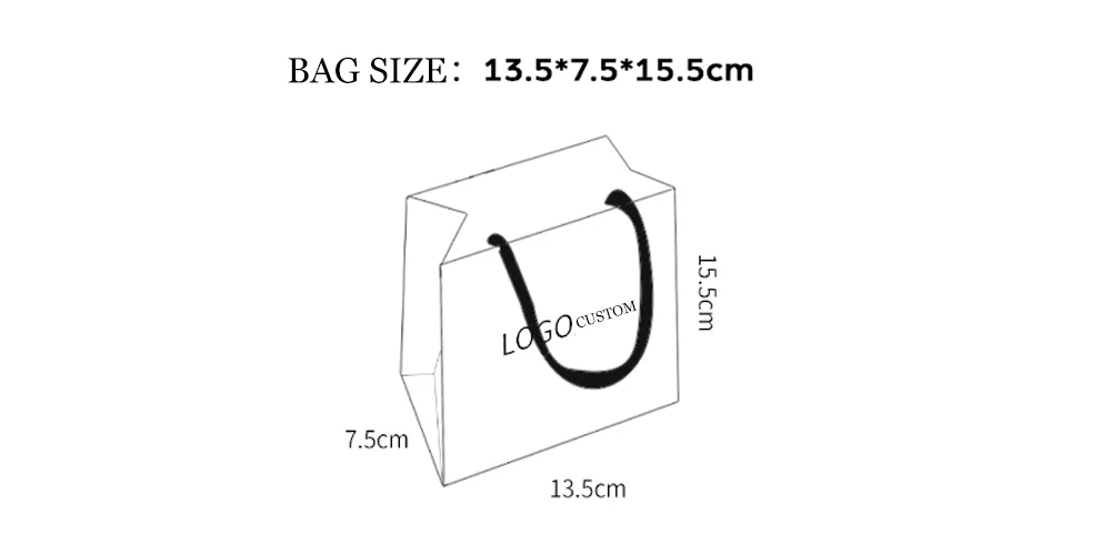 50 Stück Individualisierte Logo-Schmuck-Papiertüten 13,5x15,5x7,5cm Einkaufstaschen für Parfüm, Kosmetik, Duschgel, Seife, Verpackungsbeutel, Schalbeutel – Detail 1