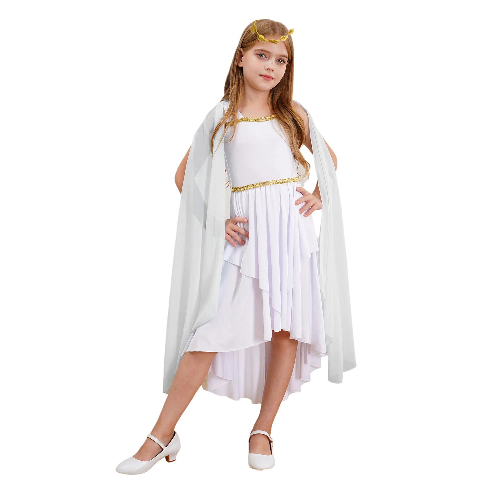 Ensembles de olympiques de gladiateur romain pour filles, tenue de carnaval d'Halloween pour adolescentes, tenue de soldat romain, tenue de paupières, costume de prairie grec, 6-16