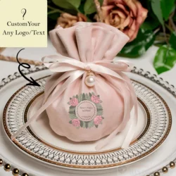 5/10/50PCS Custom Velvet Pouch Party Gift Bags Wedding Favor Bags For Guest Baby Shower Favor Bag Velvet Gift Wrapping Candy Bag