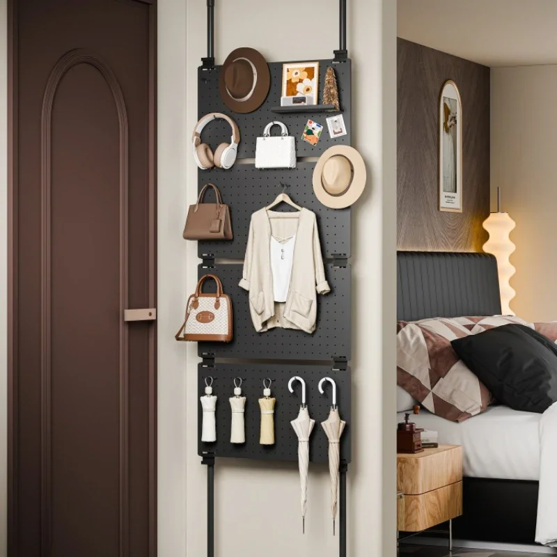 Hole plate rack Ultra-thin storage behind the door Multi-layer wall Top-notch bedroom porch Hat hanger