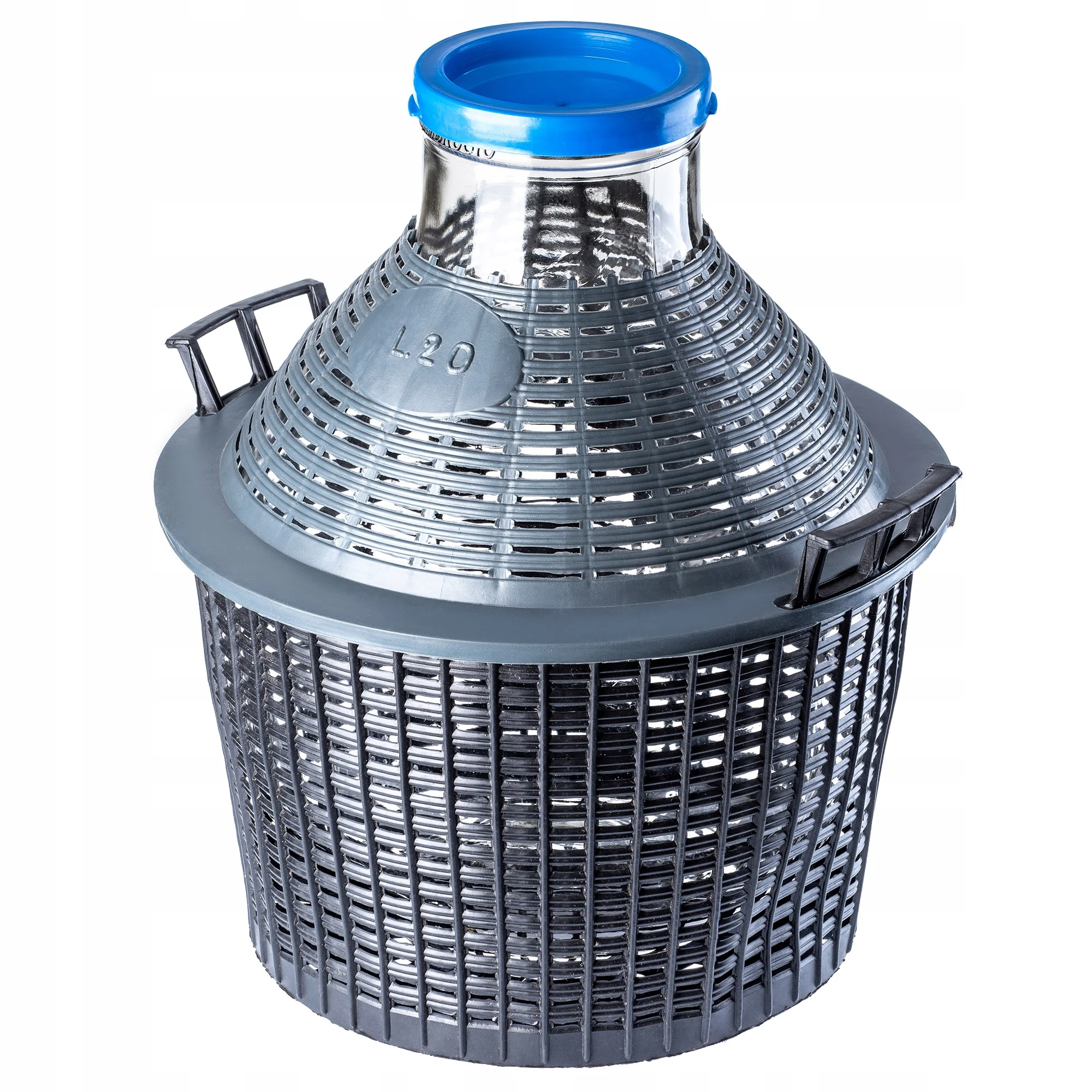 KADAX Ballonfles Spinner voor wijn in mand met 10L schroefdop