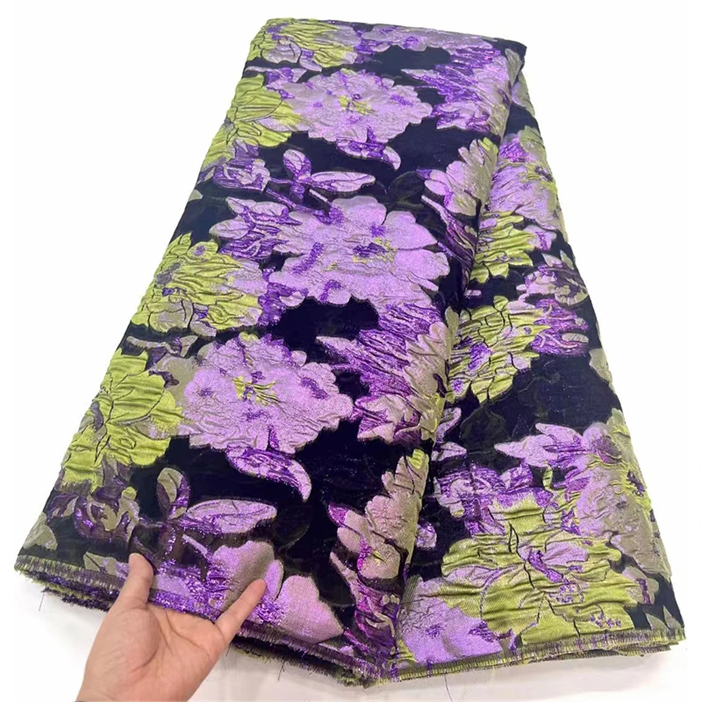 

2024 High Quality Nigerian Jacquard Lace Fabric African Brocade Lace Fabric For Sewing Women Wedding Party Dresses