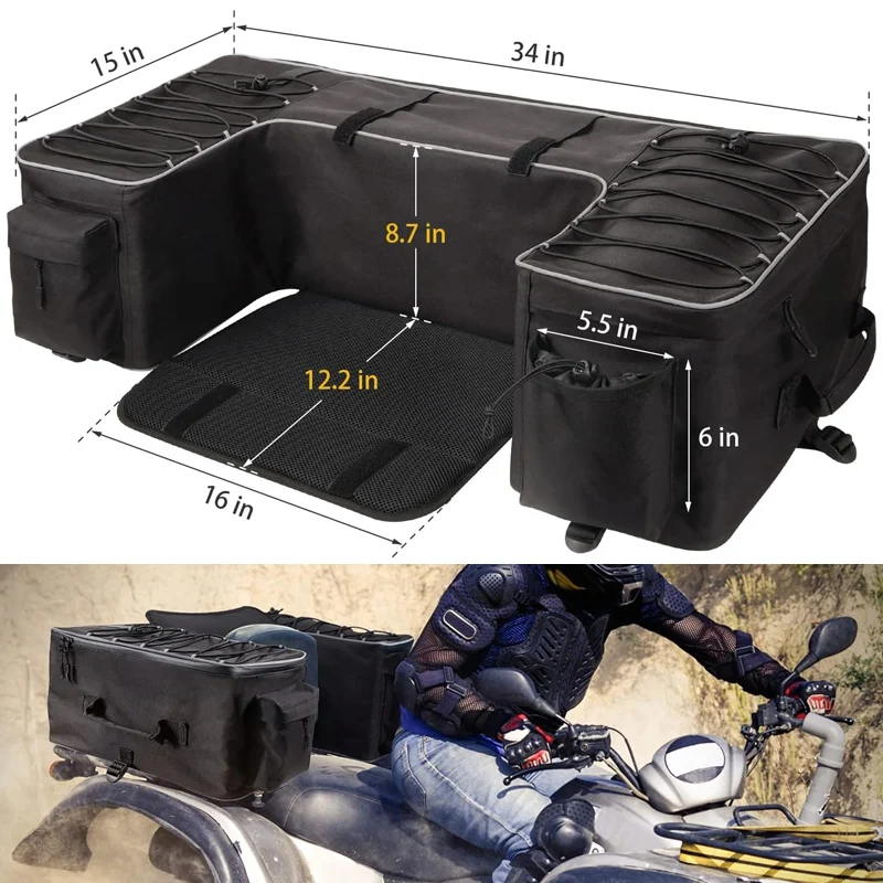 

ATV Storage Bags 50L ATV Rear Seat Storage Bag Water-Resistant Back Seat with Built-In Frame Removable Cushion for Passenger