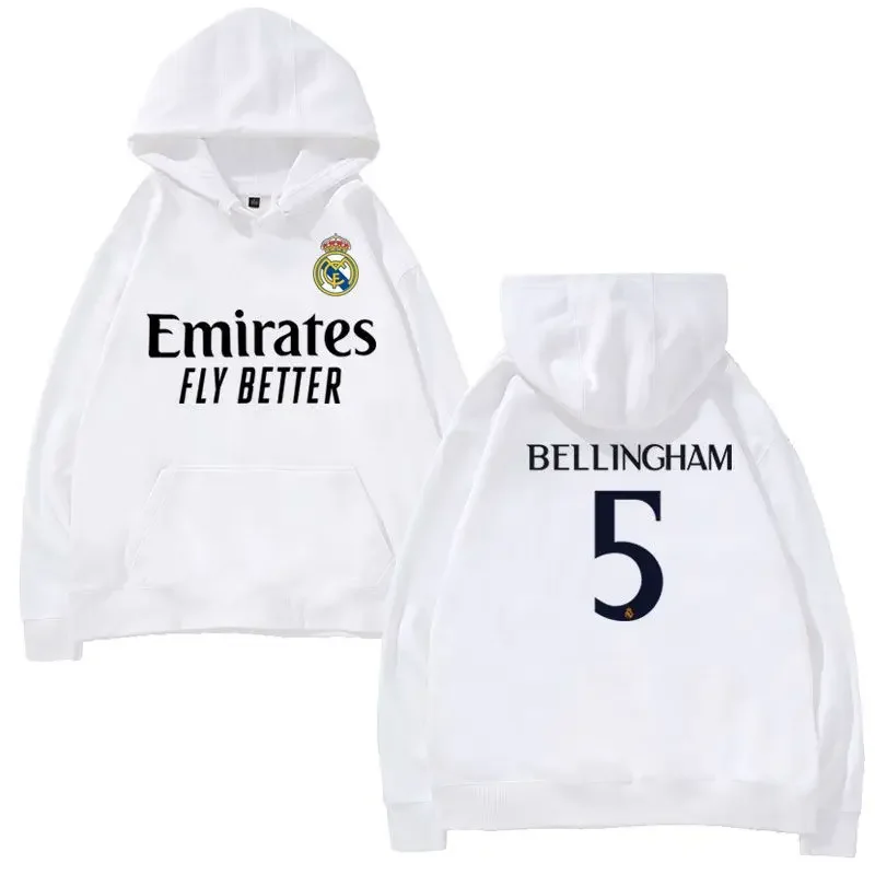 Bellingham Real Madrid Suéter con capucha Real Madrid Primavera y otoño Nuevos deportes de fútbol Casual Cómodo Casual Tendencia de moda