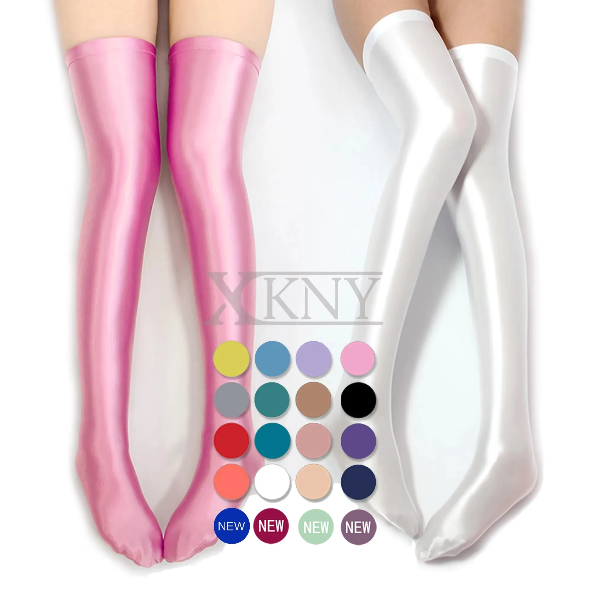 XCKNY satin silky glossy Socks Japanese Shiny Elastic StockingsYoga Club Stocking Knee and Leg Compression Sports swim socks