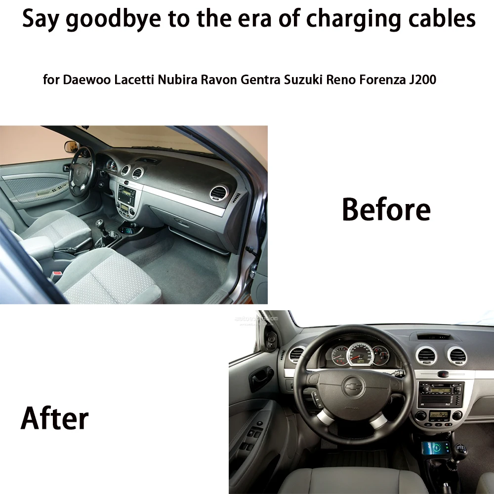 for Daewoo Lacetti Nubira Ravon Gentra Suzuki Reno Forenza J200 Center Console Storage Wireless Mobile Phone Charger 18W Panel