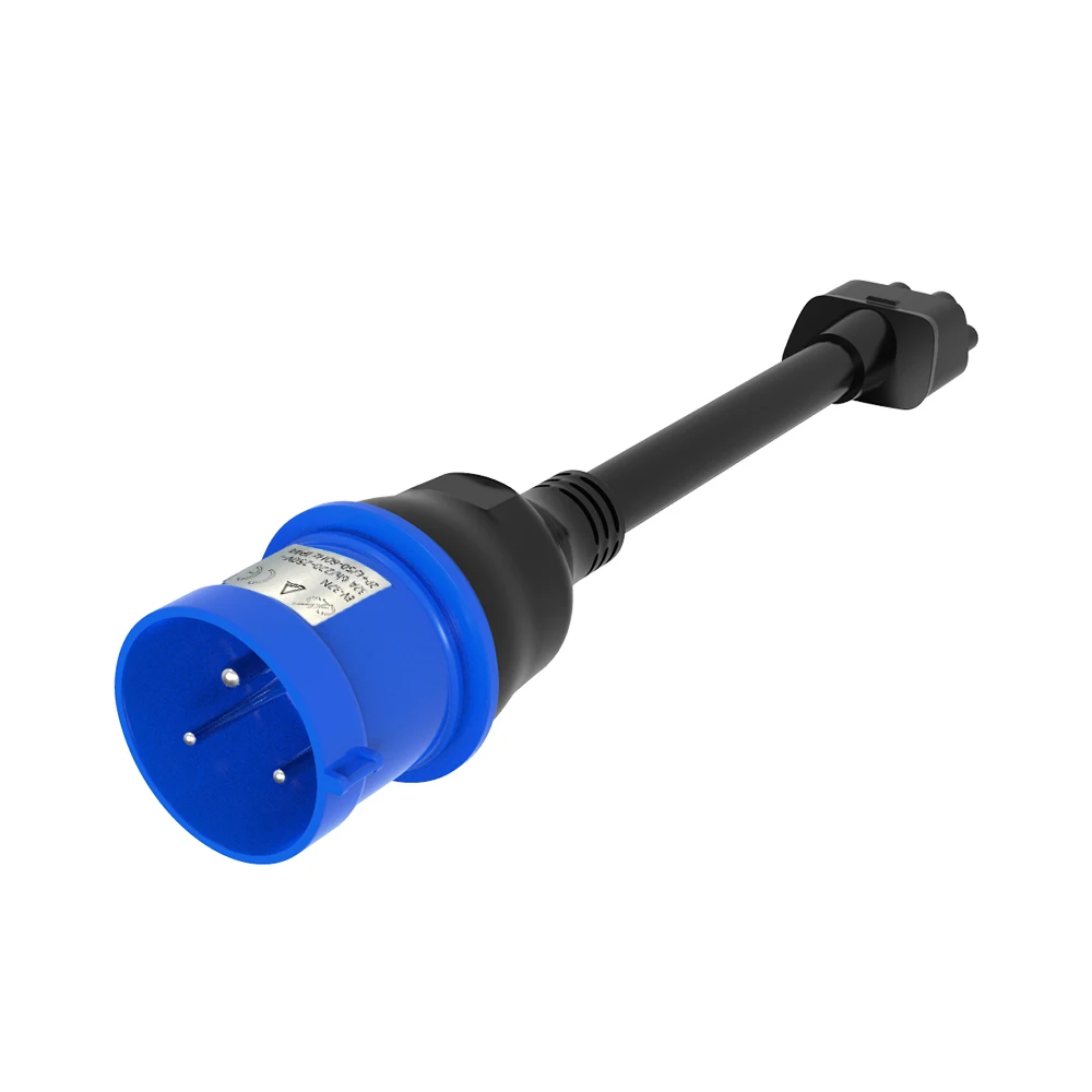 Per Tesla 3 Pin Blue CEE Adapter Tesla Model S,3,X,Y Gen 2 Ev connettore del cavo di prolunga del caricatore 240V presa a 32A 10 pollici