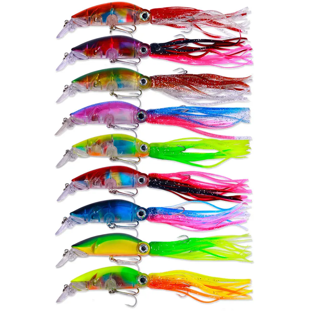 10CM-16.6G Squid Lure Fishing Bait Topwater Floating Fake Bait Octopus Crank Sea Subbait Whisker  Pescaria Tackle