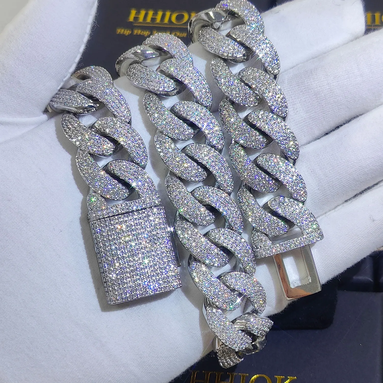 Imagem -05 - Colar Hip Hop Iced Out Corrente Miami Bling Gargantilha de Luxo cz Presente de Joias para Homens 20 mm Linhas