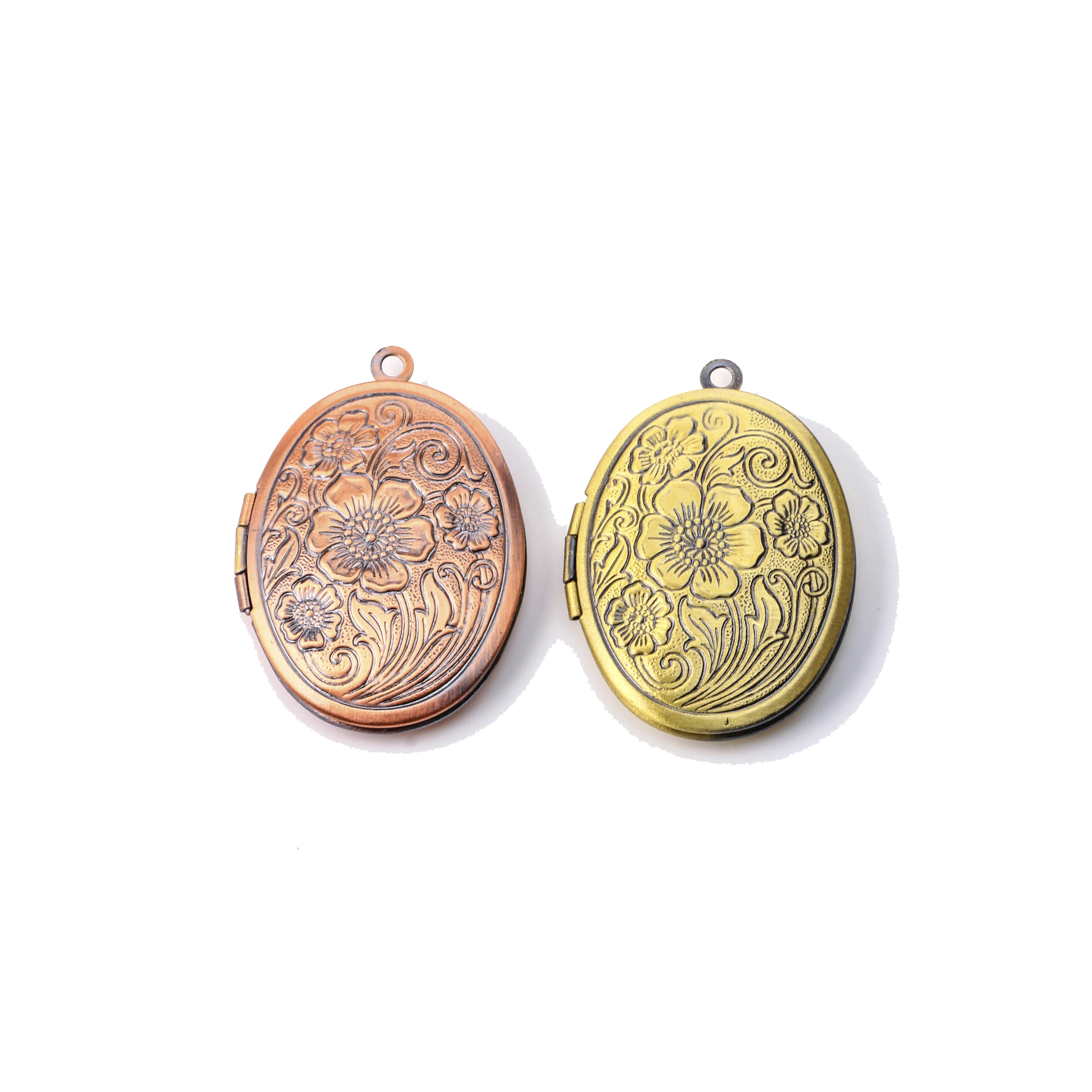 4pcs Flowers Photo Loclet Box Setting Antique Silver Bronze Rose Gold Color Plated Oval Cameo Base Blank Tray - view 4