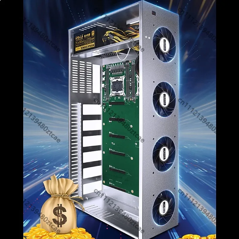 Dual X99 Motherboard Power Supply Set DDR4 RAM LGA 2011-3 ATX Mining Rig Case 6 GPU Slot