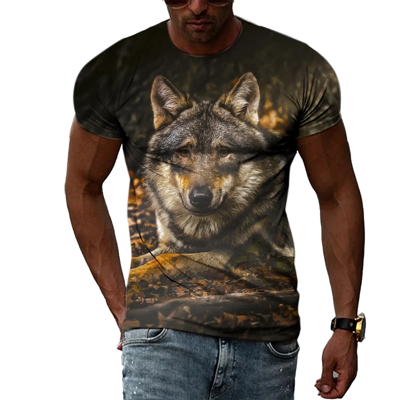 Summer New 3D Cool Style Animal Wolf graphic t shirts For Men Fashion Casual Hip Hop Printing short sleeve t-shirts streetwear