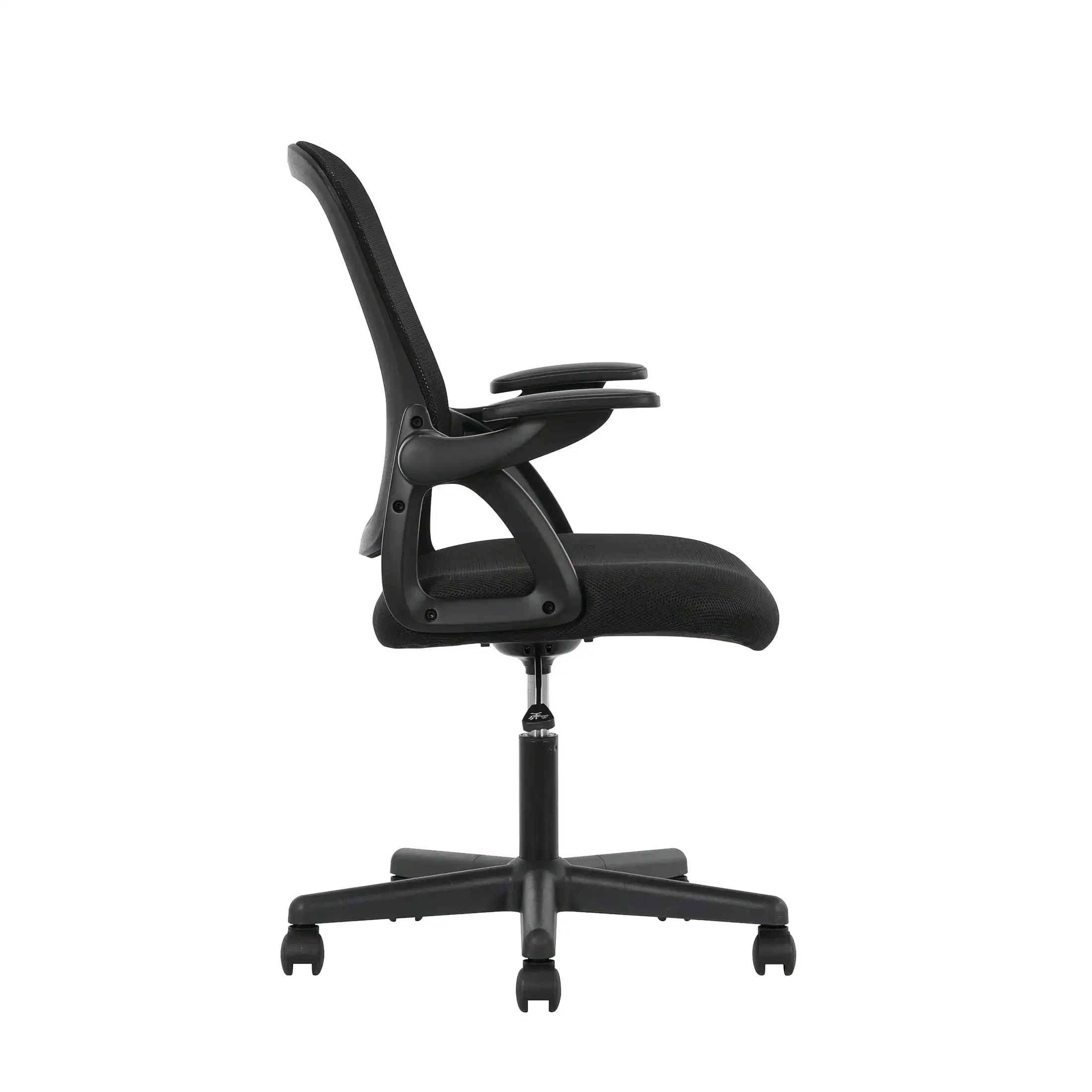 Ergonomic Mesh Back Task Office Chair with Flip-up Arms, Black Fabric, 275 lb