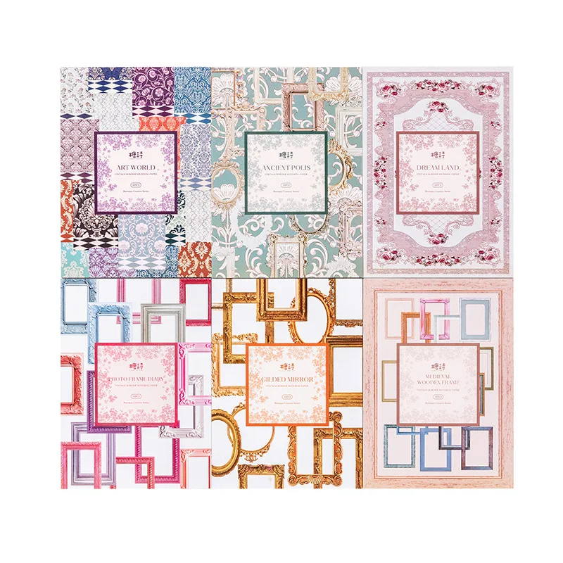 30pcs/lot Memo Pads Material Paper Baroque country Junk Journal Scrapbooking Cards Retro Background Decoration Paper