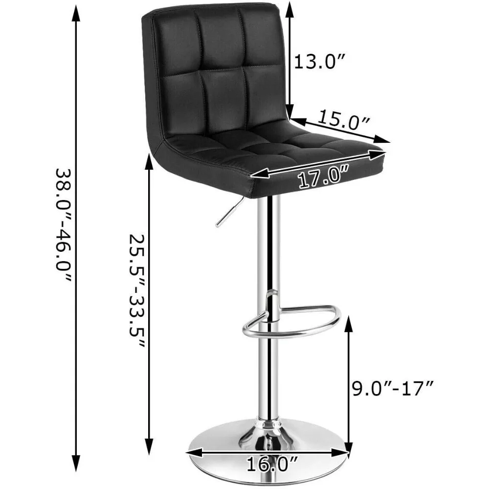 Stołek barowy, nowoczesne obrotowe stołki barowe ze skóry PU o regulowanej wysokości z oparciem, kwadratowe krzesło barowe bez ramienia