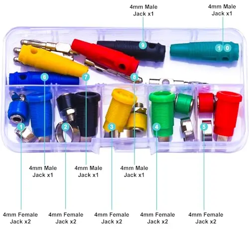 4mm steker perempuan pisang laki-laki Kit berbagai macam, M4 steker pisang laki-laki perempuan pisang (M4-Banana-Kit)