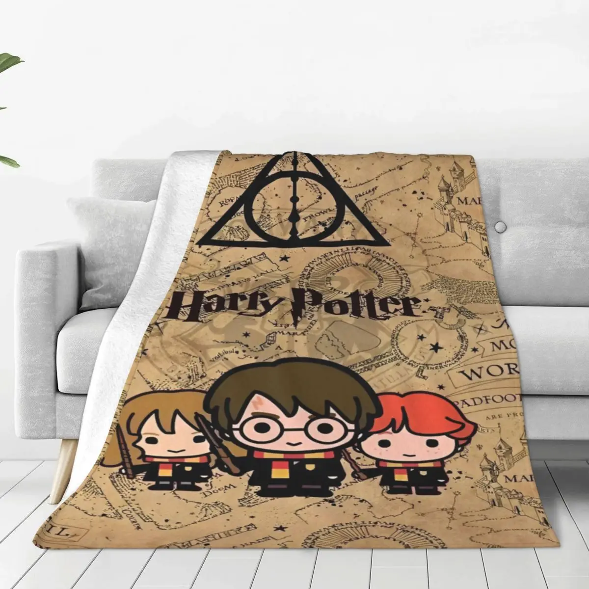 Harrys Potters Magic School Blanket Velvet Print Relax Ultra-Soft Throw Blanket for Sofa Travel Rug Piece