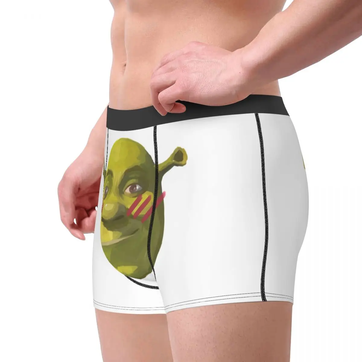 Mens Blushy Shrek Boxer Briefs Shorts Panties Breathable Underwear Male Funny Plus Size Underpants Polyester Print Panties