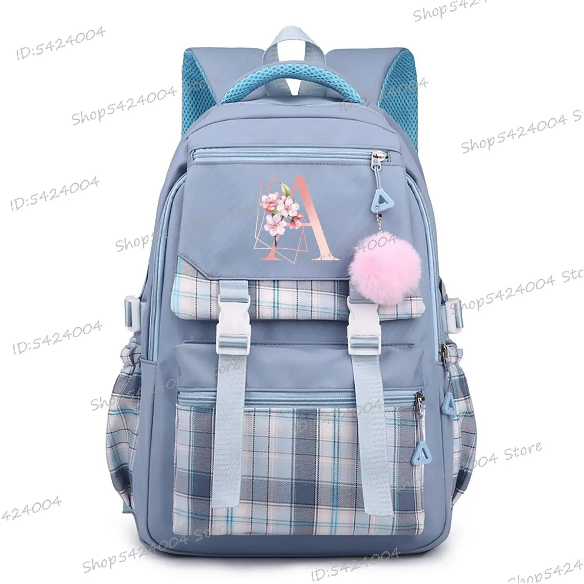 Trendy Junior School Backpack Girls Letters C Sakura Bookbag Student Korean Style Cartoon School Bag 26 Alphabet Girl Knapsack