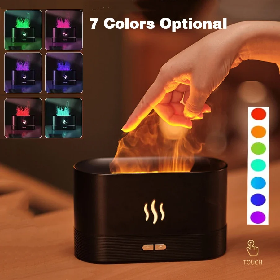 

7 Colors Flame Air Humidifier Aroma Diffuser USB Essential Oils Aromatherapy Humidificador Mist Maker 180ML Home Office Bedroom