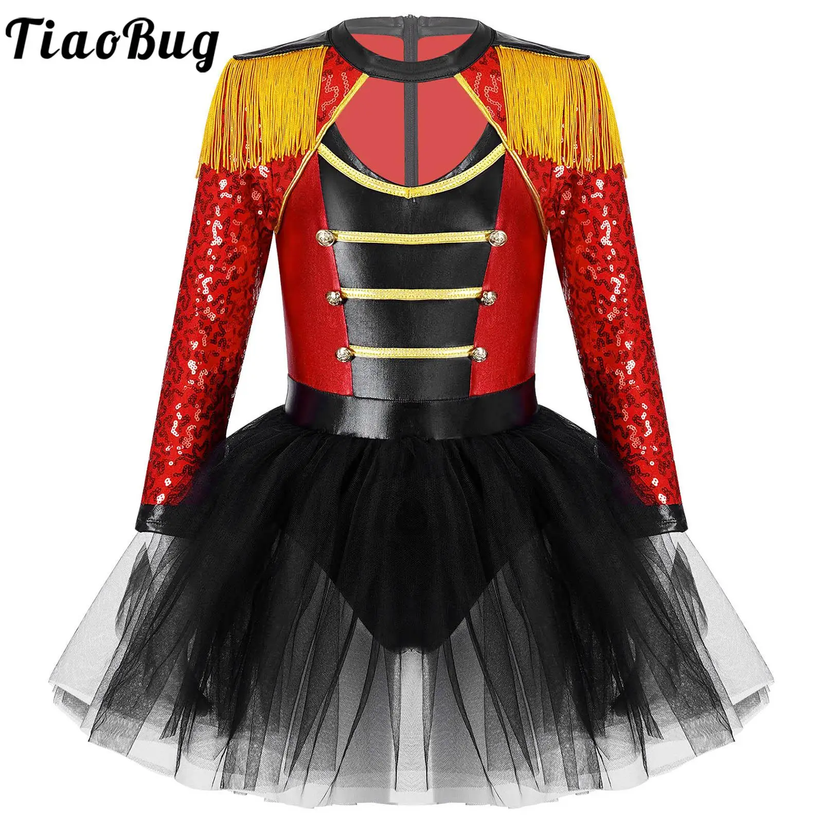 

Детский карнавальный костюм циркового манежа для девочек, карнавальный костюм на Хэллоуин, барабан, походная группа, платье с блестками, тюлевое трико-пачка