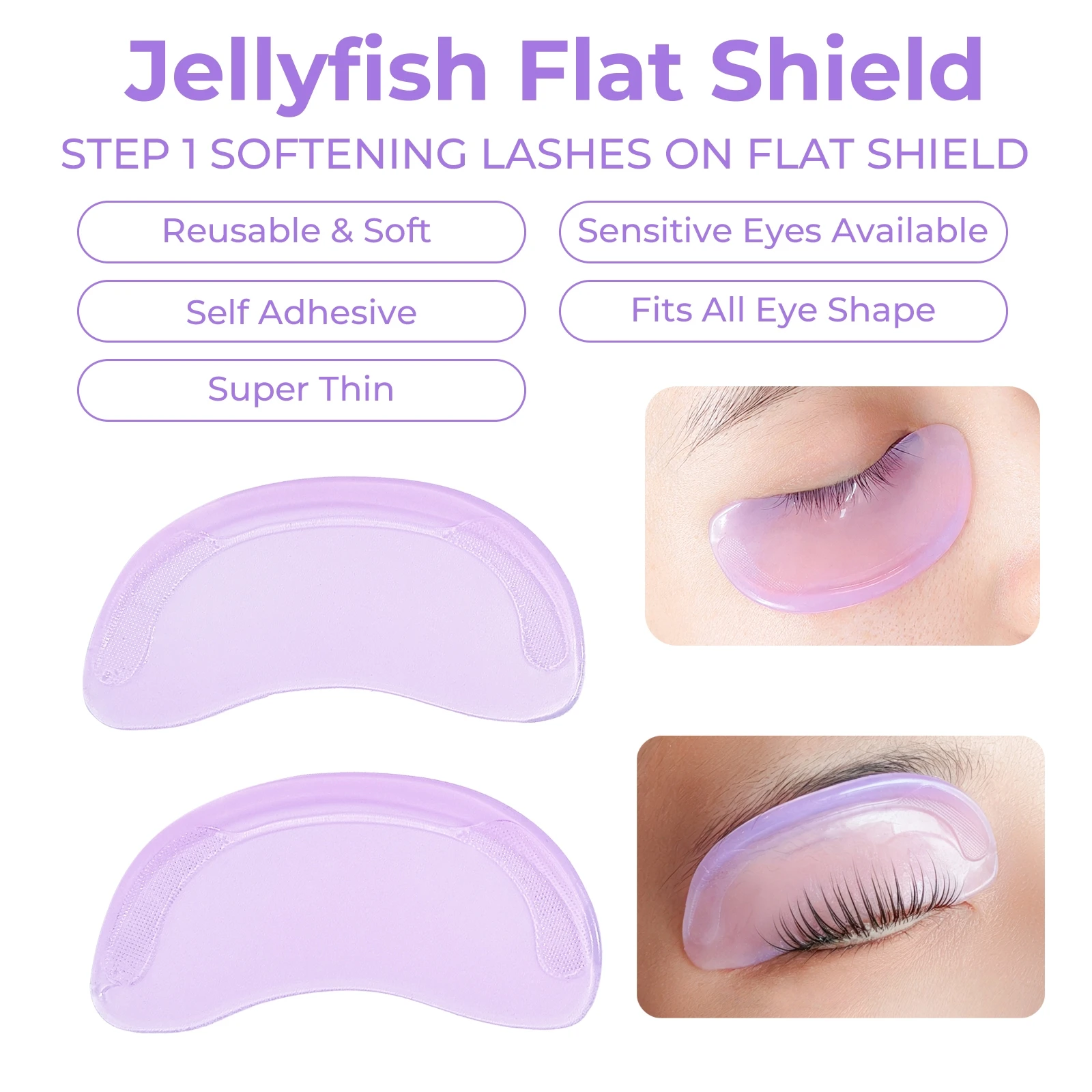 Libeauty 2 Stück Jellyfish Sticky Eye Pad Wimpernlifting Augenwimpernverlängerung Super Haftende Unter-Augen-Gel-Pads Wimpernlifting Make-up-Tool