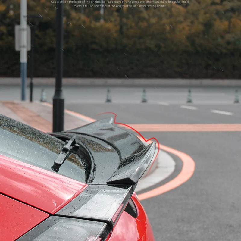 Rear Trunk Spoiler Boot Lip Wing for Honda for Civic X 10th Hatchback 2016 - 2019 ABS Carbon fiber pattern / Glossy Black