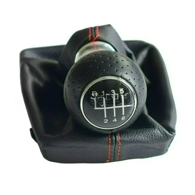 

Car Gear Shift Shifter Knob Lever Handle Head with Leather Dust-Proof Cover Fit For Audi A4 B6 B7 2000-2008 Manual 5 6 Speed